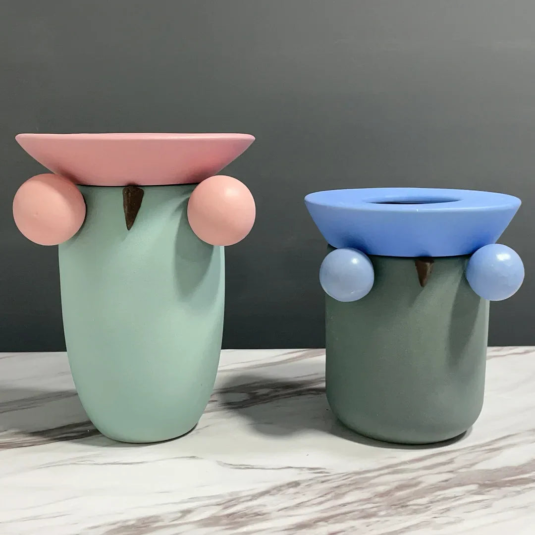 DecorBites™ Geometric Ball Ceramic Vase Hand-made Home Decor