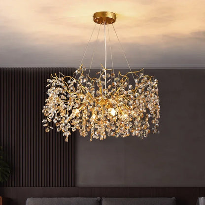 DecorBites™ Crystal LED Chandelier 60/80/100 cm Golden Luxury Lamp for Dining & Living Room