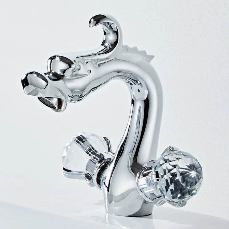 DecorBites™ Gold Crystal Double Handle Basin Faucet for Bathroom Sink Mixer Tap