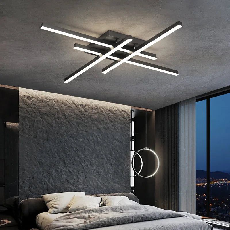 Gold Black Acrylic Chandelier 6-Head For Bedroom