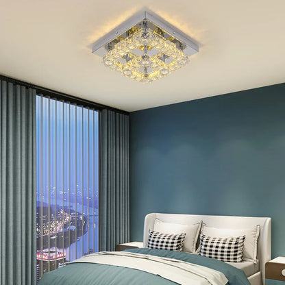 DecorBites™ Crystal LED Square Chandelier Ceiling Lamp for Bedroom Living Room Home Decor