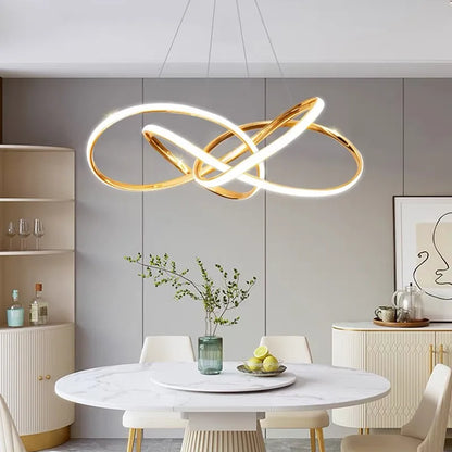 DecorBites™ Geometric Line LED Chandelier for Modern Home Decor and Lighting