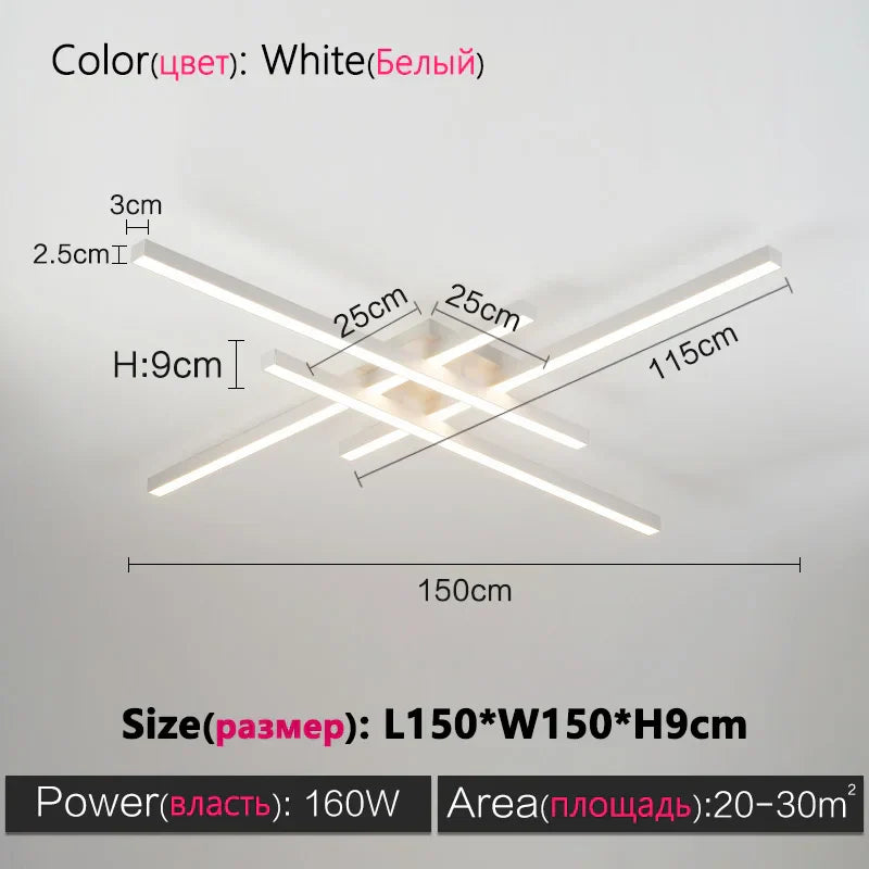 DecorBites™ Black Chandelier LED Ceiling Lamp: Nordic Minimalist Square Bedroom Living Room Lighting