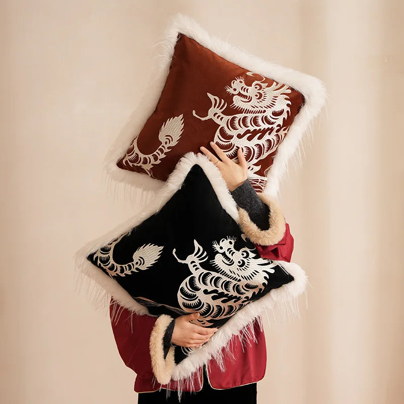 DecorBites™ Dragon Year Pillowcase: Decorative Cushion Cover for Home Sofa Decor