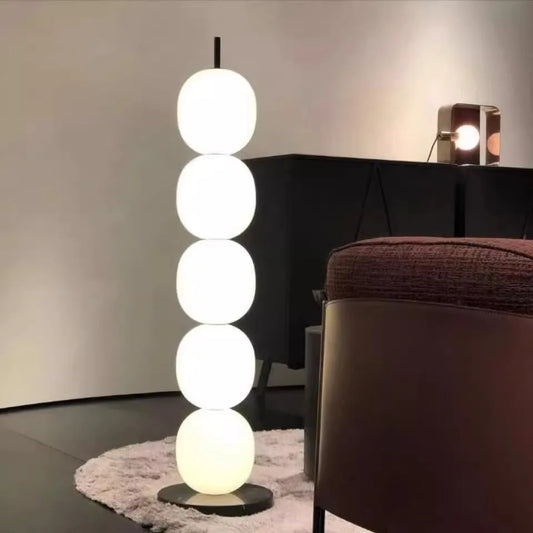DecorBites™ Gourd String Floor Lamp, White Glass Lampshade, Designer Nordic Floor Light