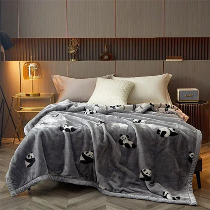 DecorBites™ Cozy Flocked Raschel Blanket | Soft & Warm Double-Sided Winter Bedding