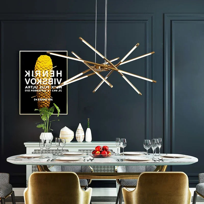 Black Gold Pendant Lamp 12-Head Dimmable