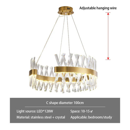 DecorBites™ Gold Metal S Shape Lustre LED Pendant Lamp for Luxe Living & Dining Spaces