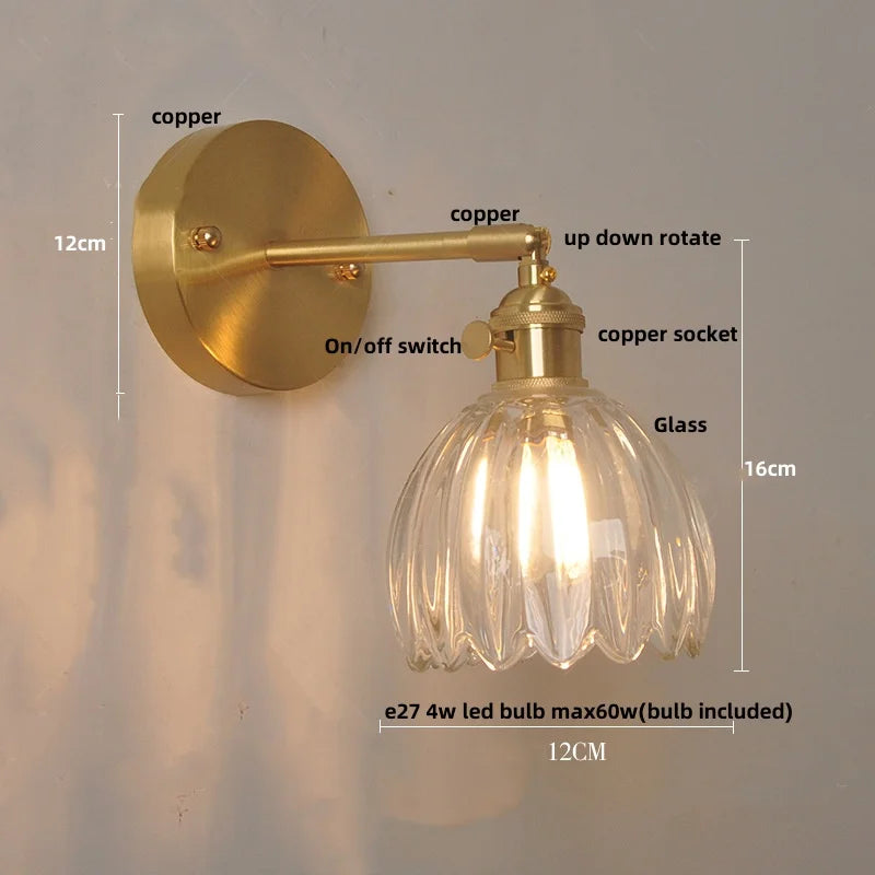 DecorBites™ Clear Glass LED Wall Lights Up Down Rotate Copper Nordic Modern Stair Sconce