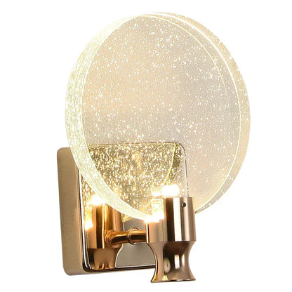 DecorBites™ Crystal Glass Gold LED Wall Lamp for Modern Luxury Lighting in Living Bedroom Bedside Aisle