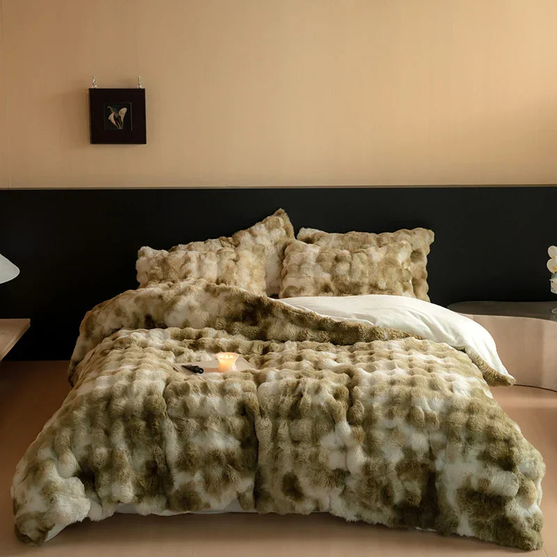 Faux Fur Velvet Patchwork Bedding