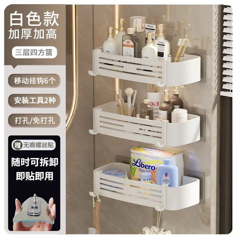 DecorBites™ Corner Shelf Organizer: Wall Mounted Storage Rack for Bathroom and Kitchen