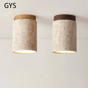 Stone Wood Ceiling Light