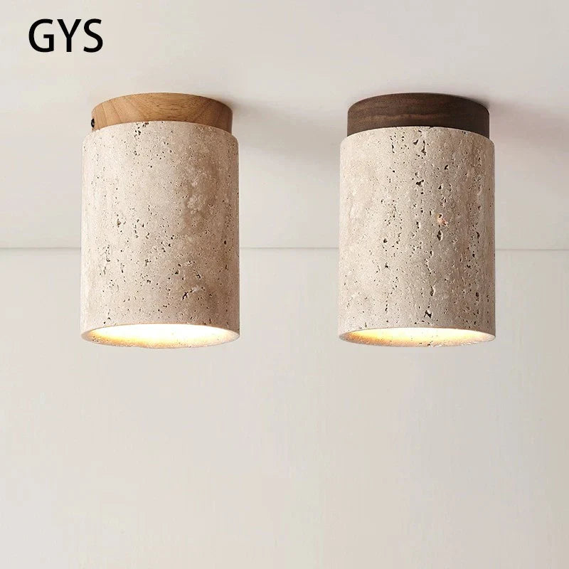 Stone Wood Ceiling Light