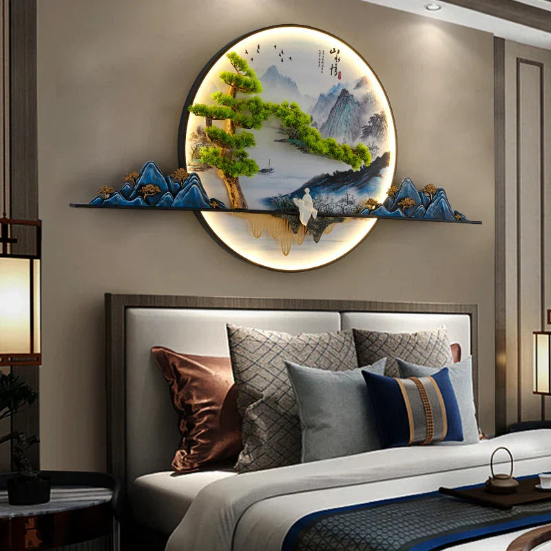 DecorBites™ Landscape LED Wall Light: Modern Chinese Mural Sconce for Home Decor