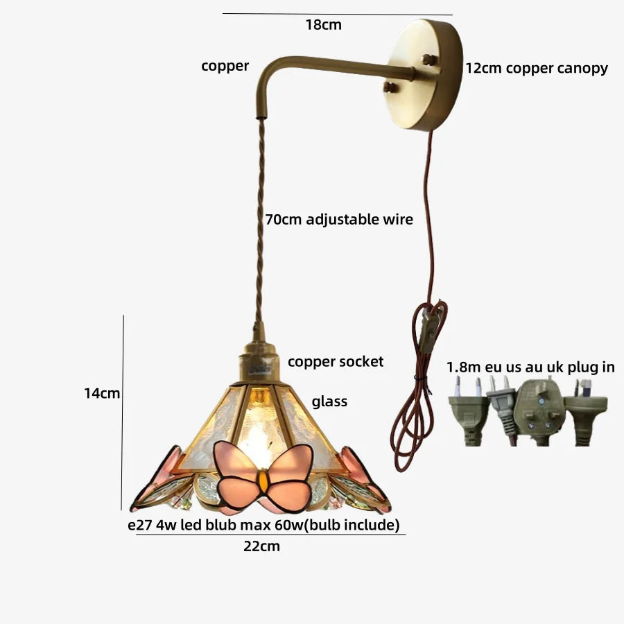 Glass Butterfly Wall Sconce