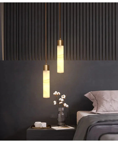 DecorBites™ Copper LED Pendant Light: Modern Marble Single Head for Bedroom, Restaurant, and Corridor