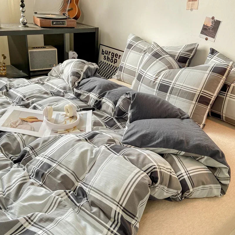 Check Cotton Duvet Set