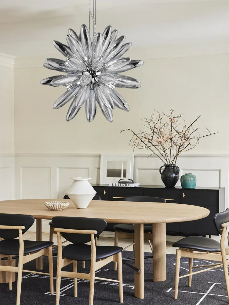 Glass Globe LED Chandelier 110cm Gold Hardware