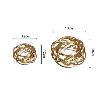 DecorBites™ Geometric Golden Thread Metal Balls Decorative Figurines