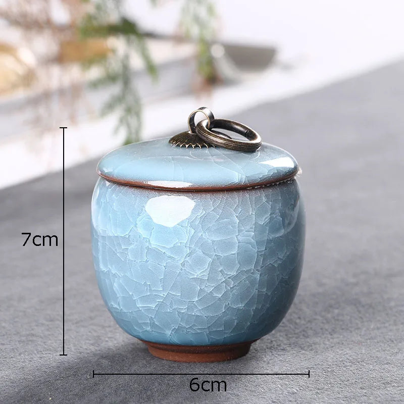 DecorBites™ Ice Cracked Texture Tea Caddy Storage Jar with Moisture-proof Sealed Lid