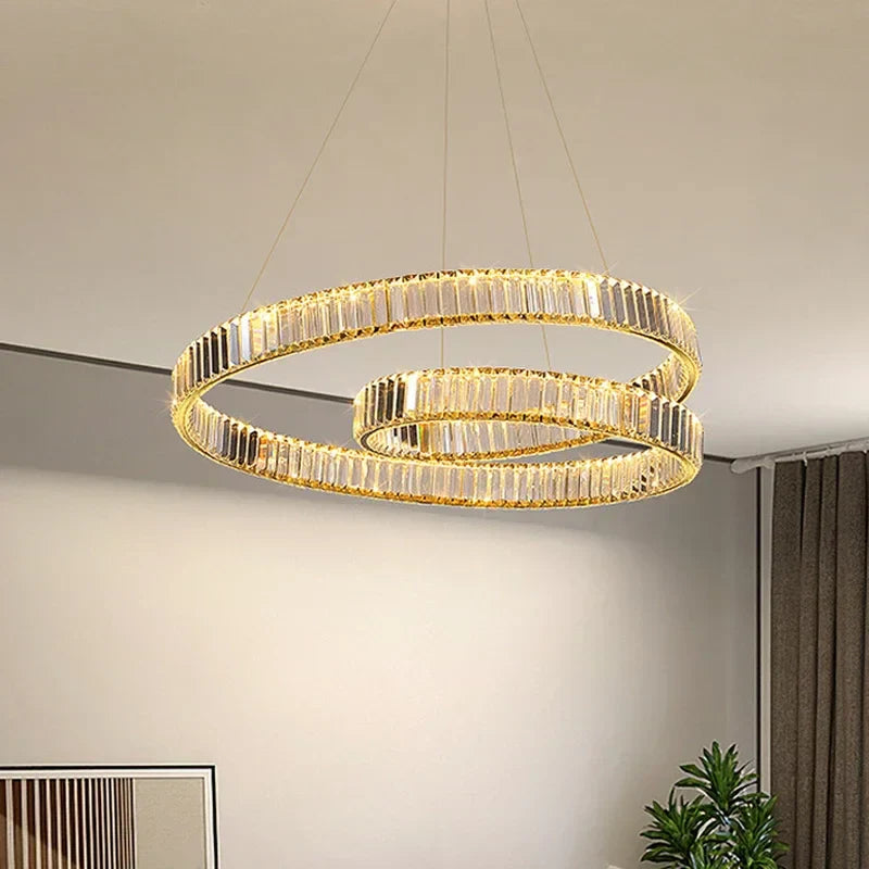 DecorBites™ Crystal LED Pendant Lights: Modern Luxury Chandelier for Living and Dining Rooms