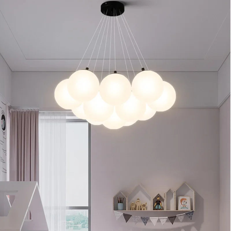 DecorBites™ Glass Ball LED Pendant Light for Home Decor, Nordic Style Chandelier for Living Room