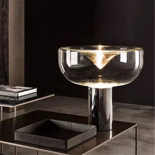DecorBites™ Aella Table Lamp: Elegant Clear Glass Luxury Art Desk Lamp for Office, Bedroom, and Foyer