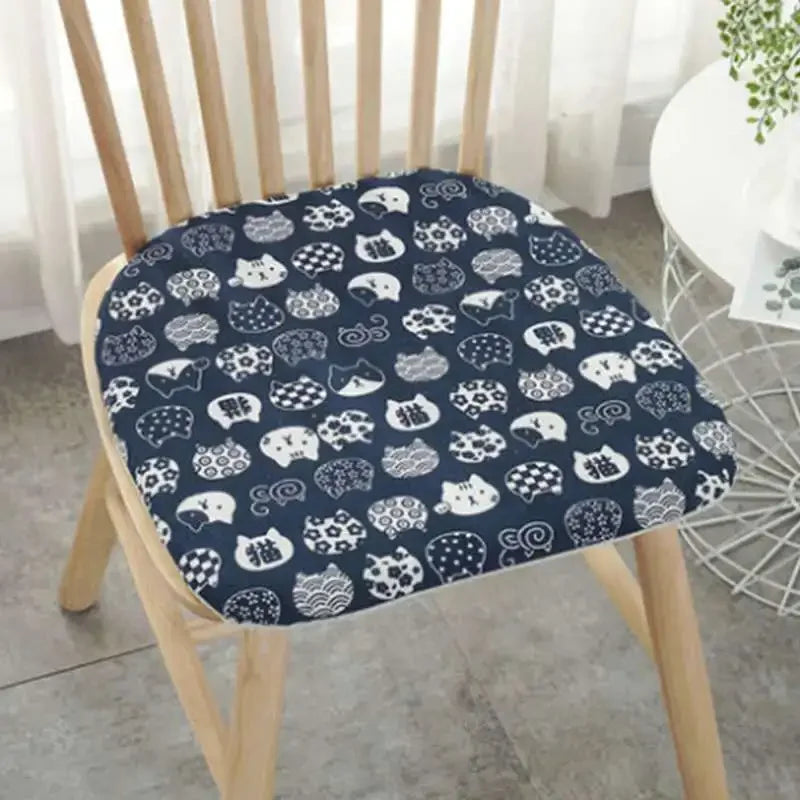 DecorBites™ Cotton Hemp Dining Chair Cushion - Nordic Print, Non-Slip, Comfortable Office & Living Decor