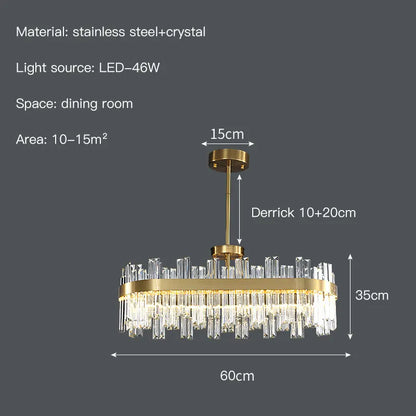 DecorBites™ Crystal Chandelier: Nordic Light Luxury Round Pendant for Living & Dining Rooms