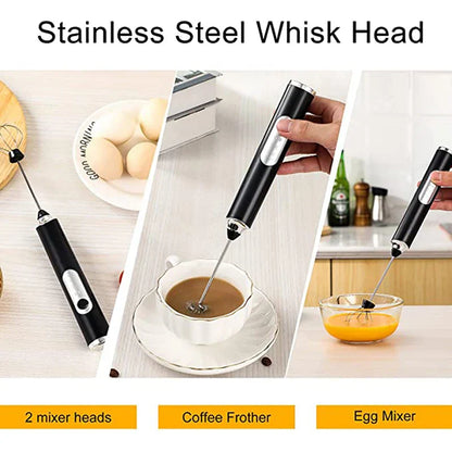 DecorBites™ Electric Milk Frother Mixer 3-Speeds Whisk Blender Foamer Egg Beater
