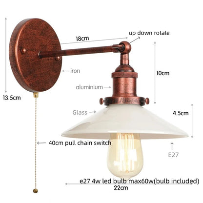 DecorBites™ LED Wall Lights: Industrial Style Bedside Lamp for Kitchen, Reading, Cafe - White Class