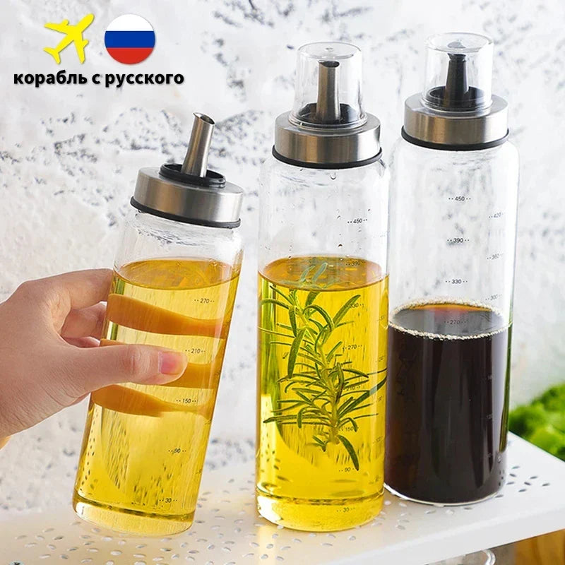 DecorBites™ Glass Seasoning Storage Bottle: Durable Leak-Proof Kitchen Jar for Oil, Soy Sauce, Vinegar
