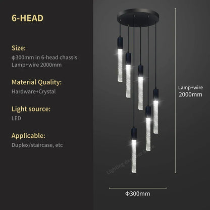 DecorBites™ Crystal Bubble Chandelier Pendant Light - Modern Staircase Hanging Fixture