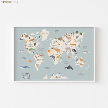 World Map Canvas Wall Art
