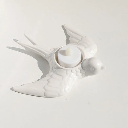 DecorBites™ Golden Bird Ceramic Candle Holder Tray Wedding Decoration