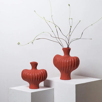 DecorBites™ Fringe Heterophore Vase - Handcrafted Porcelain Floral Arrangement Ornament