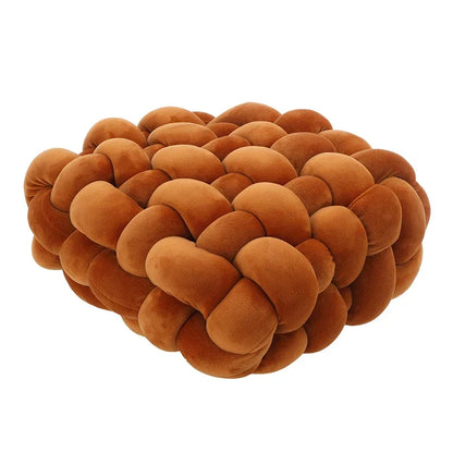DecorBites™ Knot Square Pillows: Handmade Decor for Living Room, Bedroom, Office in Grey
