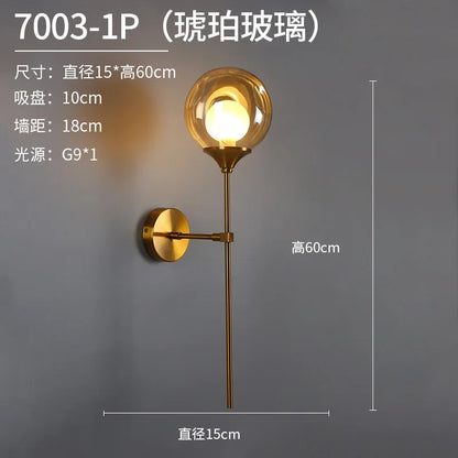 DecorBites™ Glass Ball Gold LED Wall Sconce Modern Nordic Indoor Lamp Fixture