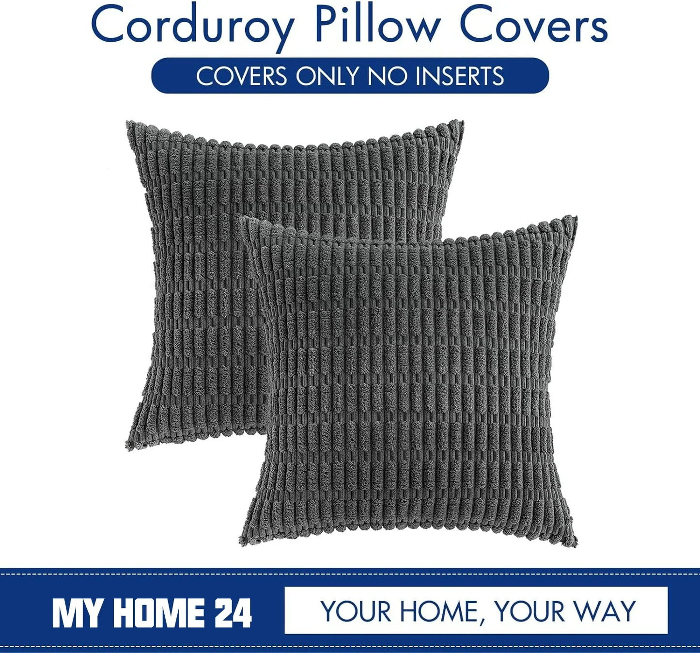 DecorBites™ Corduroy Striped Pillow Cover 18x18 Inch Luxury Cushion Case for Living Room