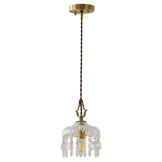 DecorBites™ Crystal Glass LED Copper Pendant Lights for Bedroom Living Dining Room