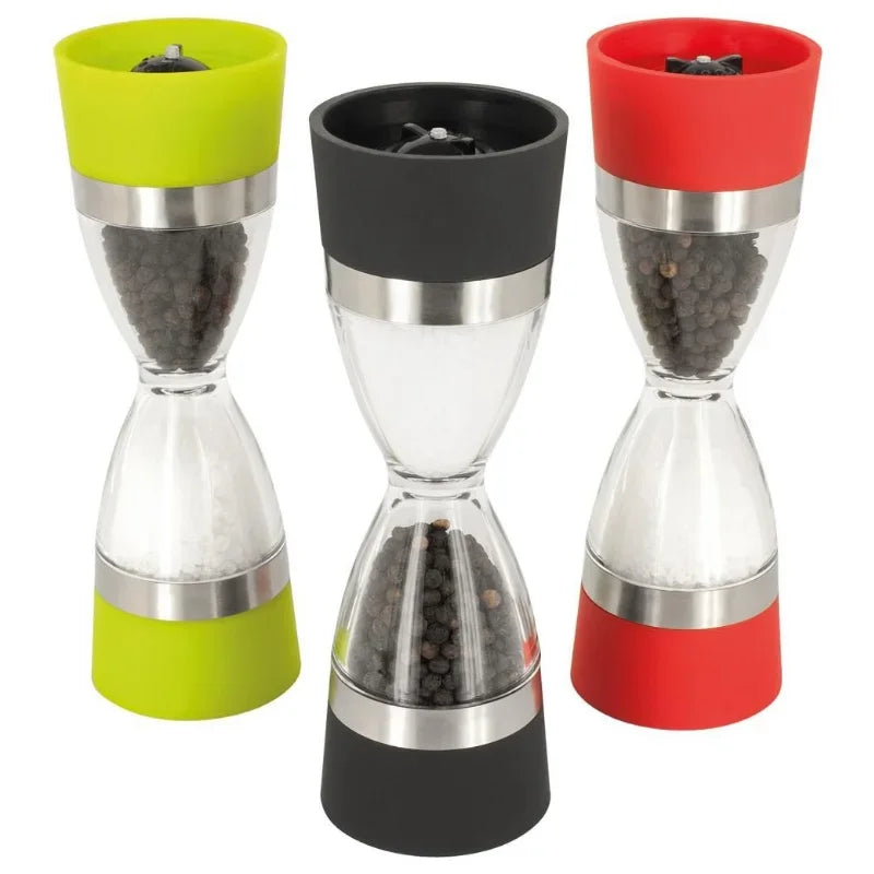 DecorBites™ Hourglass Shape Dual Salt Pepper Mill Spice Grinder for Kitchen Cooking