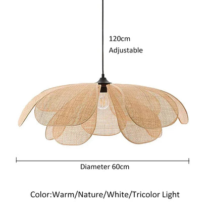Petal Rattan Woven Pendant Light, 3-Color LED