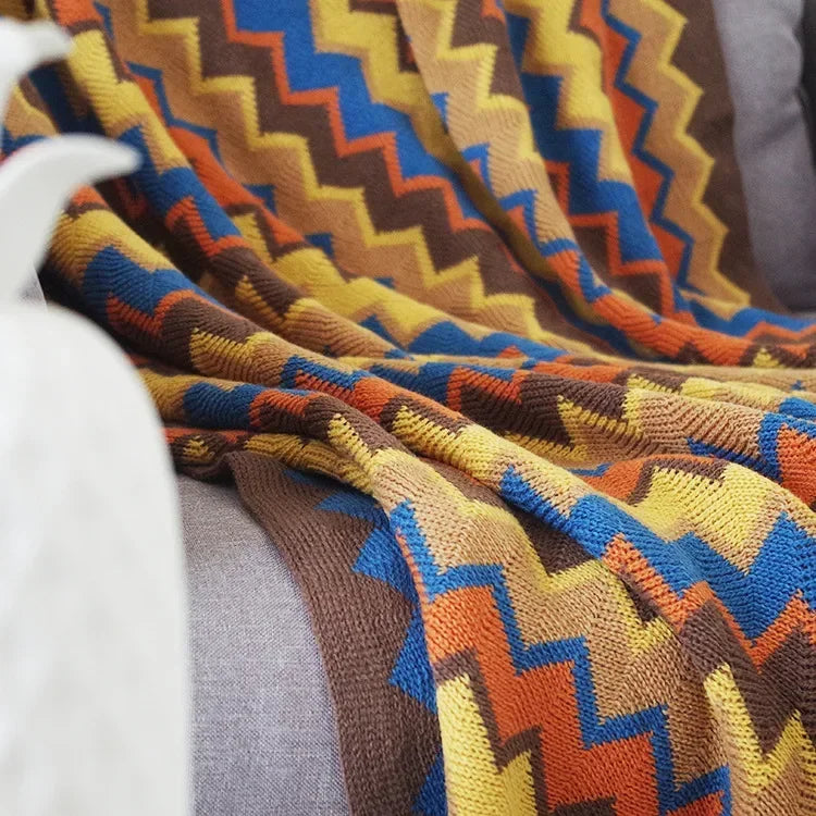 Striped Knit Sofa Blanket