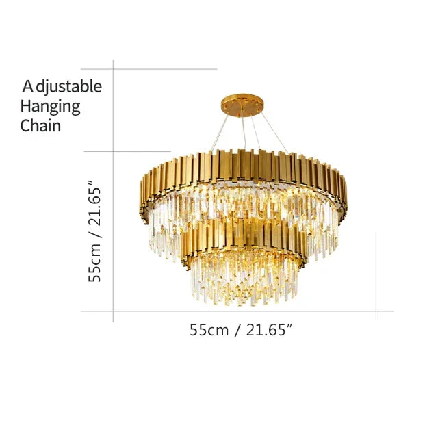 Gold Round Crystal Chandelier 72cm Hanging