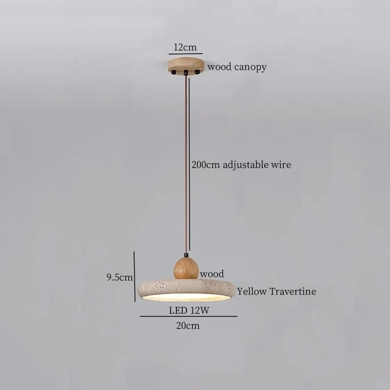 Yellow Travertine Pendant Lamp Polished Copper