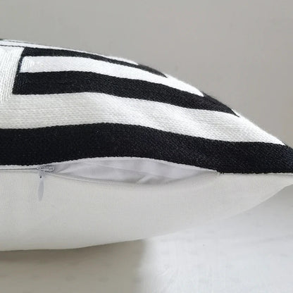 DecorBites™ Geometric Embroidery Cushion Cover 45x45cm Black Grey Soft Cozy for Home Decor