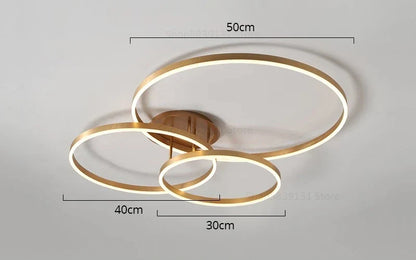 DecorBites™ Golden Coffee Round Circle LED Ceiling Light with Acrylic Lampshade - Creative Living Room Fixture