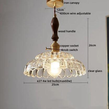 DecorBites™ Clear Glass Pendant Lamp Japanese Style LED Hanging Lights