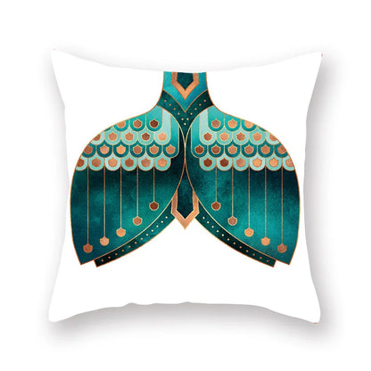 DecorBites™ Geometric Leaf Flower Pillowcase Teal Blue Sofa Car Home Decor Throw Cover